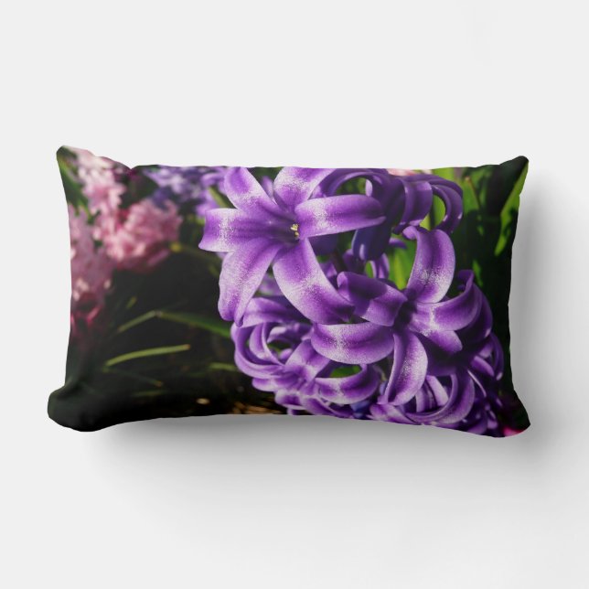 Blue Hyacinth II Spring Floral Lumbar Cushion (Front)