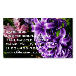 Blue Hyacinth II Spring Floral Magnetic Business Card