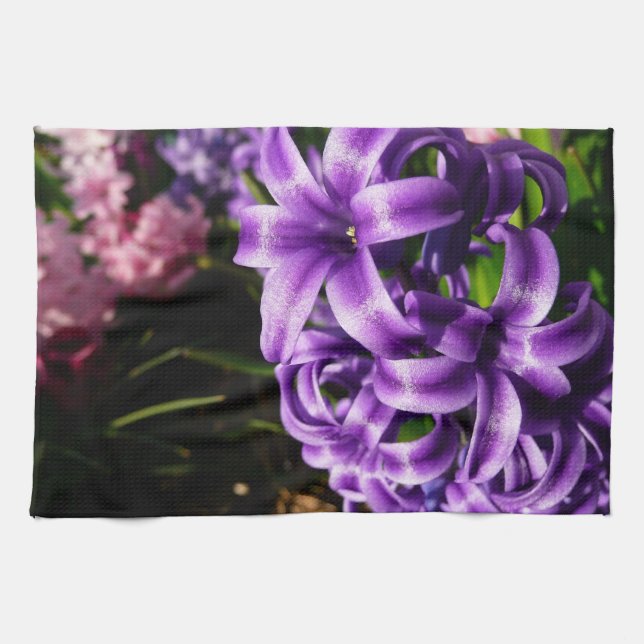 Blue Hyacinth II Spring Floral Tea Towel (Horizontal)
