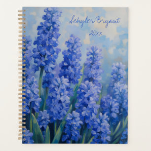 Blue Hyacinths Floral Spiral-bound Botanical Planner