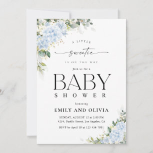 Blue Hydrange Floral Baby Shower Invitation