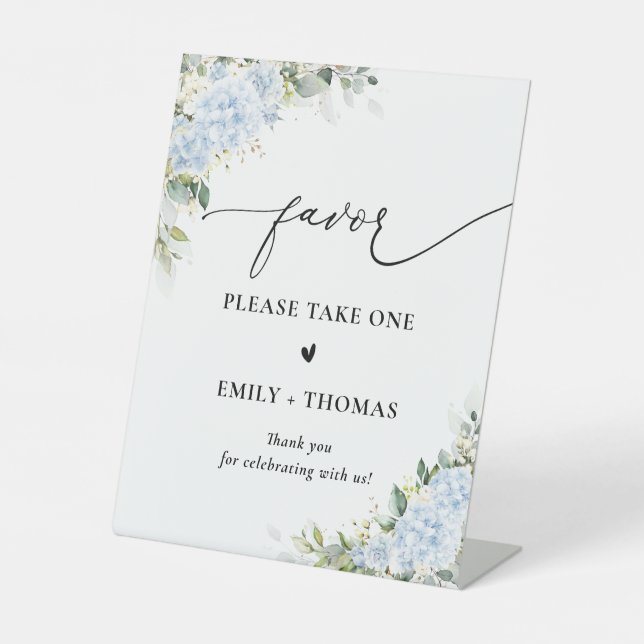 Blue Hydrange Floral Bridal Shower  Favour Sign (Front)