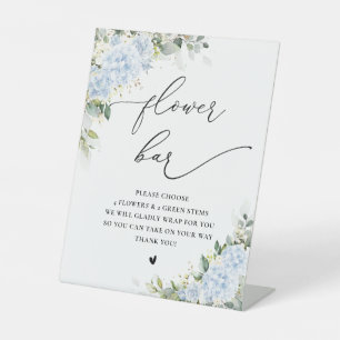 Blue Hydrange Floral Bridal Shower Flower Bar Sign