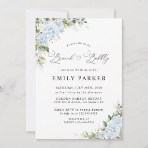 Blue Hydrange Floral Bridal Shower Invitation