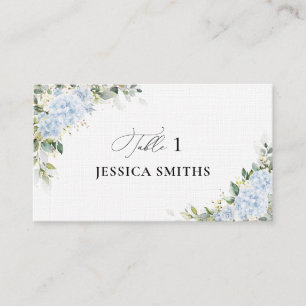 Blue Hydrange Floral Flat Place Card