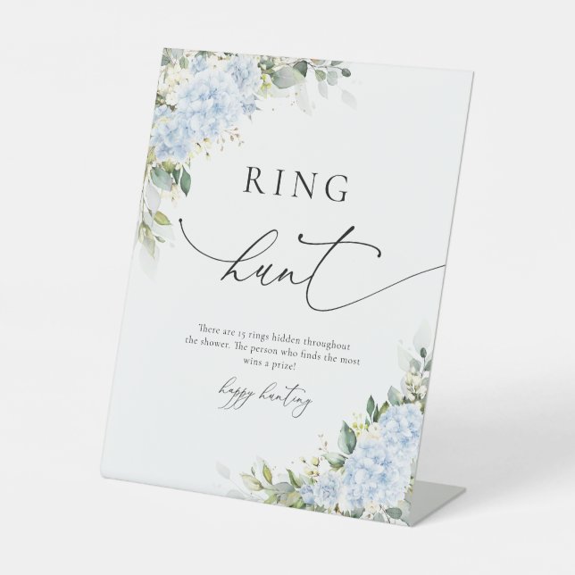 Blue Hydrange Floral Ring Hunt Sign (Front)