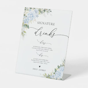 Blue Hydrange Floral Signature Drinks Sign