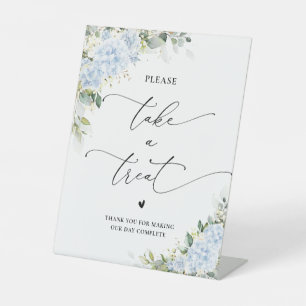 Blue Hydrange Floral Take A Treat Sign
