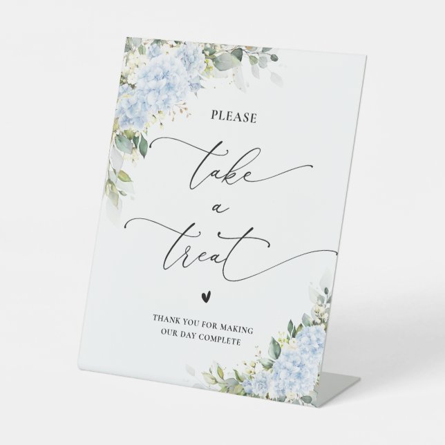 Blue Hydrange Floral Take A Treat Sign (Front)