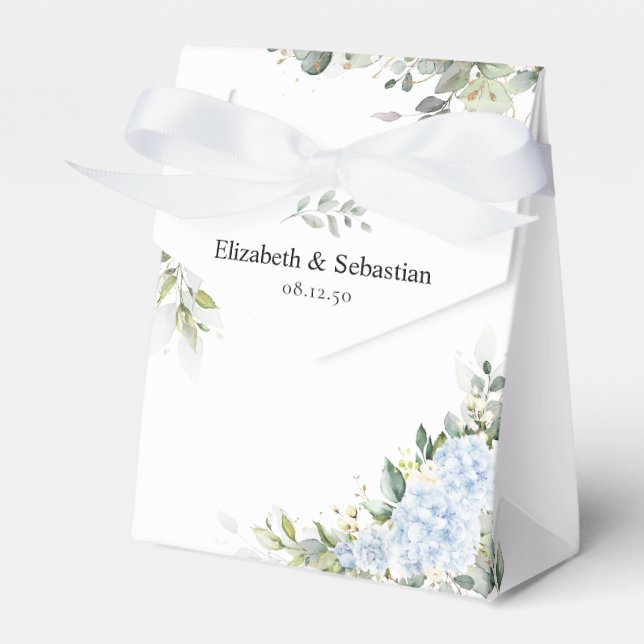 Blue Hydrange Floral Wedding Favour Box (Front Side)