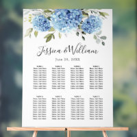 Blue Hydrangea 8 Tables SEATING CHART Acrylic Sign