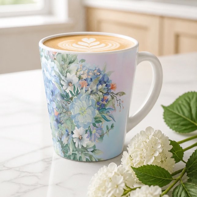 Blue Hydrangea and Floral Latte Mug (Creator Uploaded)