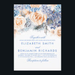 Blue Hydrangea and Peach Flowers - Floral Wedding Invitation<br><div class="desc">The fabulous elegant watercolors wedding invitation for the blue and peach  wedding. Floral bouquet from blue hydrangeas and peach roses - looks pastel and dusty and combines soft blue with the muted peachy shades.</div>