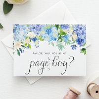 Blue Hydrangea and White Rose Garland Page Boy