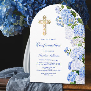 Blue Hydrangea Arch Confirmation Invitation