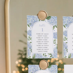 Blue Hydrangea Arch Table Cards with Guest Names