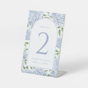 Blue Hydrangea Arch Table Number Cards Pedestal Sign