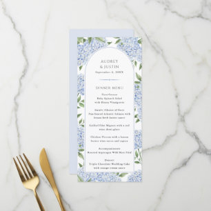 Blue Hydrangea Arch Wedding Menu Card