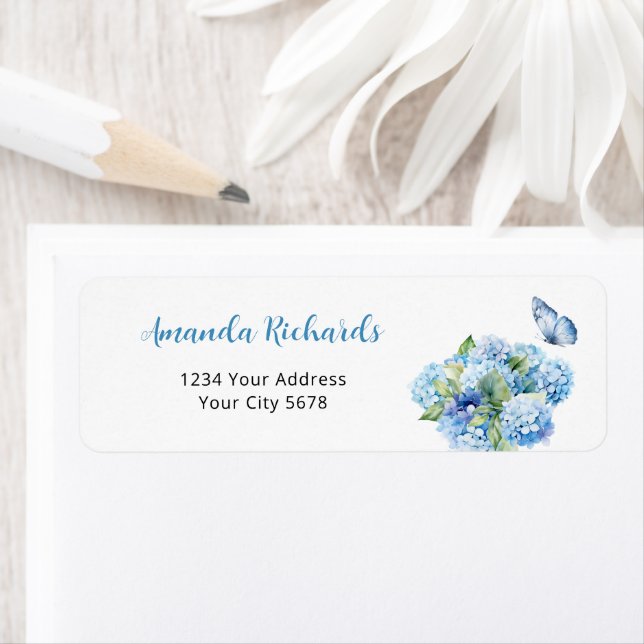 Blue Hydrangea Baby Shower Address (Insitu)