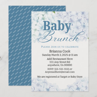 Blue Hydrangea Baby Shower/Baby Brunch Invitations