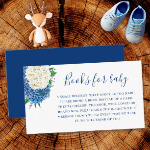 Blue Hydrangea Baby Shower Book Request Enclosure Card