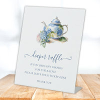 Blue Hydrangea Baby Shower Diaper Raffle Ticket