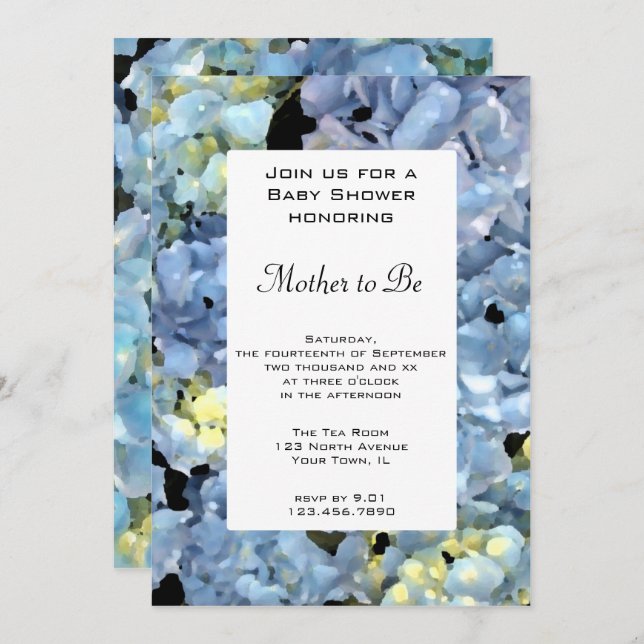 Blue Hydrangea Baby Shower Invitation (Front/Back)