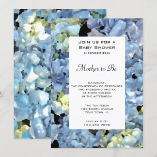 Blue Hydrangea Baby Shower Invitation