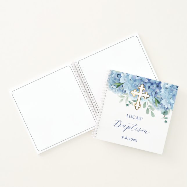 Blue Hydrangea Baptism Guest Book (Inside)
