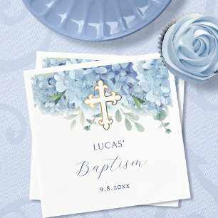 Blue Hydrangea Baptism Napkin