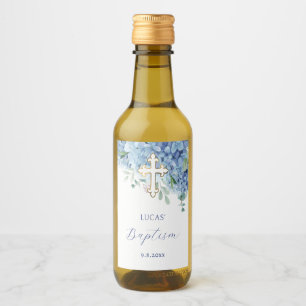 Blue Hydrangea Baptism Wine Label