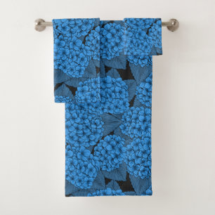 Blue hydrangea bath towel set