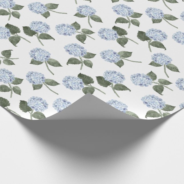 Blue Hydrangea Bloom Floral  Wrapping Paper (Corner)