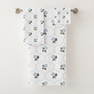 Blue Hydrangea Bloom Trellis Bath Towel Set