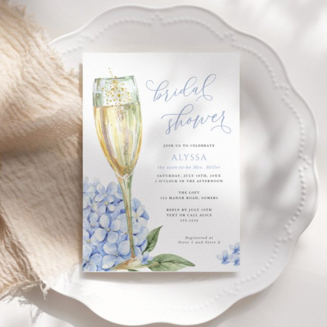 Blue Hydrangea Blooms Bridal Shower Invitation (Creator Uploaded)