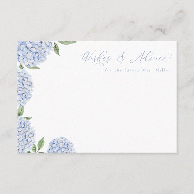 Blue Hydrangea Blooms Floral Advice Card (Front)
