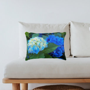 Blue Hydrangea Blooms Floral Decorative Cushion