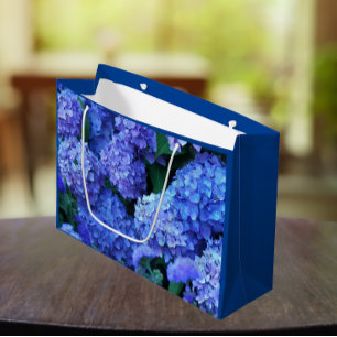Blue Hydrangea Blooms Floral Large Gift Bag