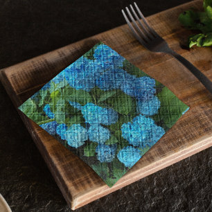 Blue Hydrangea Blooms Floral Napkin