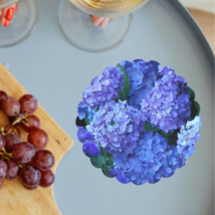 Blue Hydrangea Blooms Floral Paper Coaster