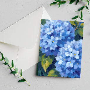 Blue Hydrangea Blooms   Flower Watercolor Card