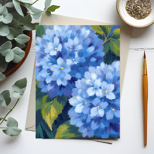 Blue Hydrangea Blooms   Flower Watercolor Painting Postcard