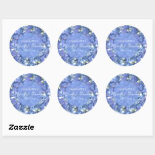 Blue Hydrangea Blooms Personalised Bridal Shower Classic Round Sticker