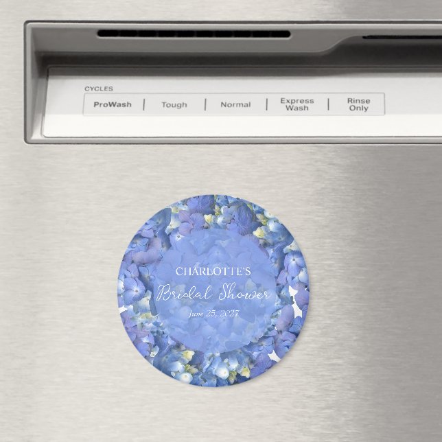 Blue Hydrangea Blooms Personalised Bridal Shower Magnet (In Situ (Dishwasher))
