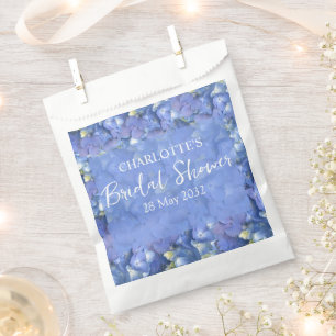 Blue Hydrangea Blooms Personalized Bridal Shower Favour Bags
