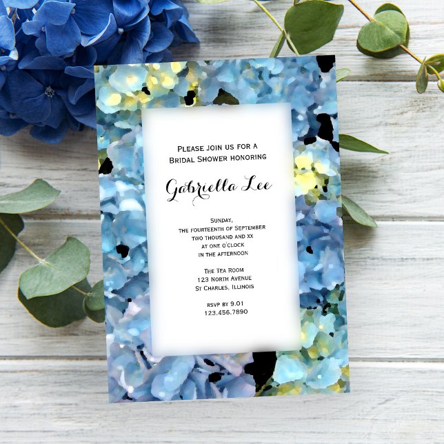 Blue Hydrangea Blossom Bridal Shower Invitation (Creator Uploaded)