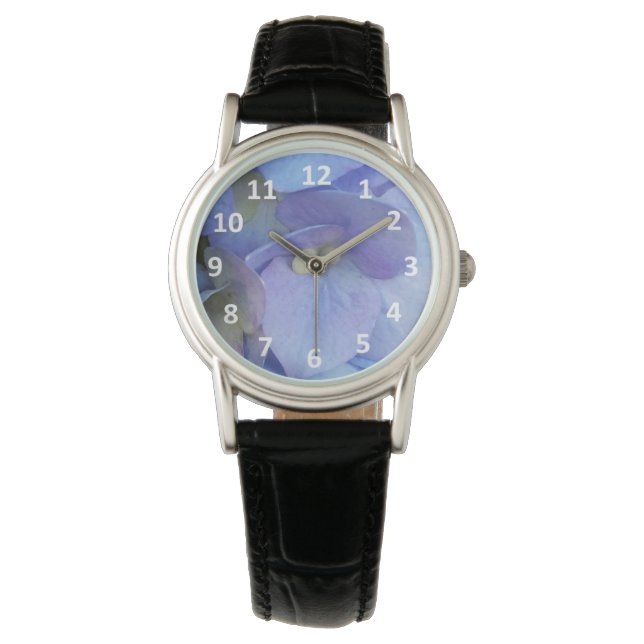Blue Hydrangea Blossom Numerals Watch (Front)