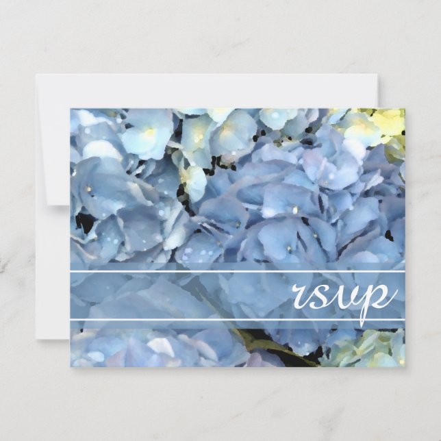 Blue Hydrangea Blossom Wedding RSVP Response Card (Front)