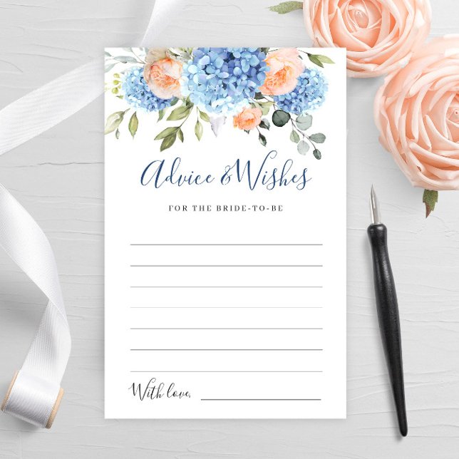 Blue Hydrangea Blush Roses Advice & Wishes Card (Creator Uploaded)