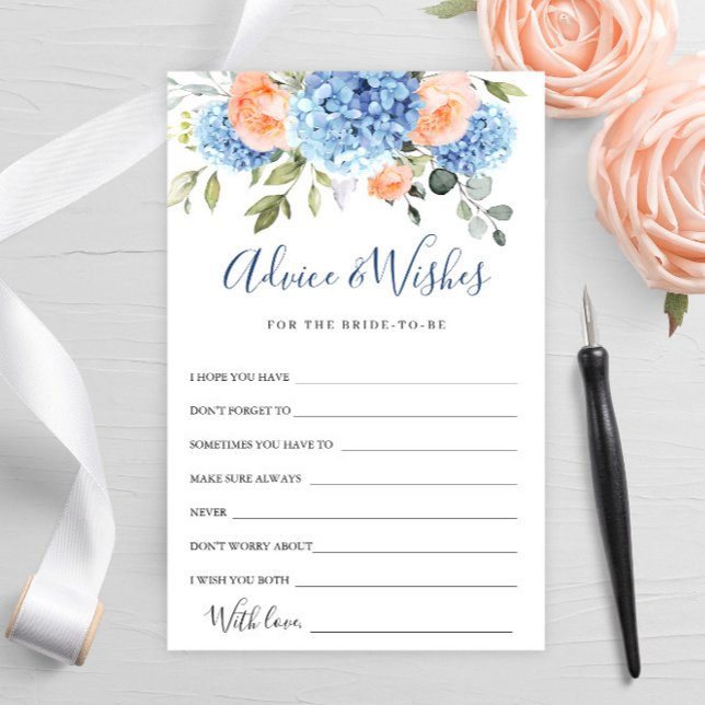 Blue Hydrangea Blush Roses Advice & Wishes Card (Creator Uploaded)